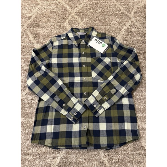 Women's Size Small Stio Long Sleeve Flannel Button Up Shirt Green Blue NWT NEW - Picture 1 of 5